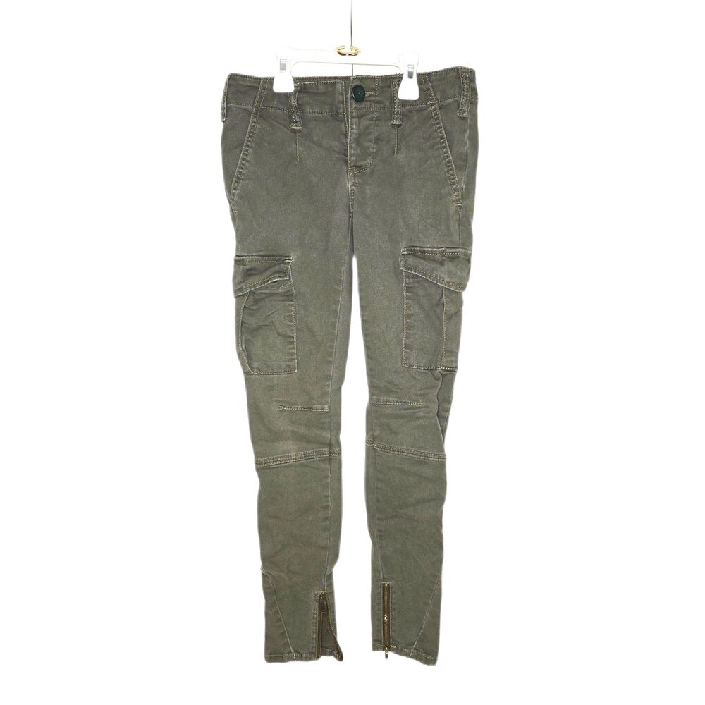 Free People Skinny Cargo Pants | Women's Size 24 | Olive Green Ankle Zip